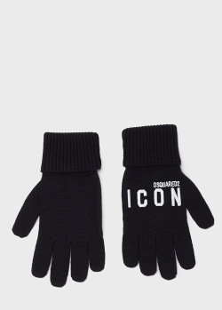 Вовняні рукавички Dsquared2 Icon з вишивкою, фото